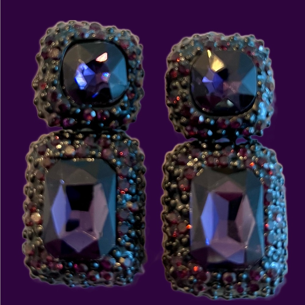 Elegant Purple Statement Earrings NWT, Ella & Elly
